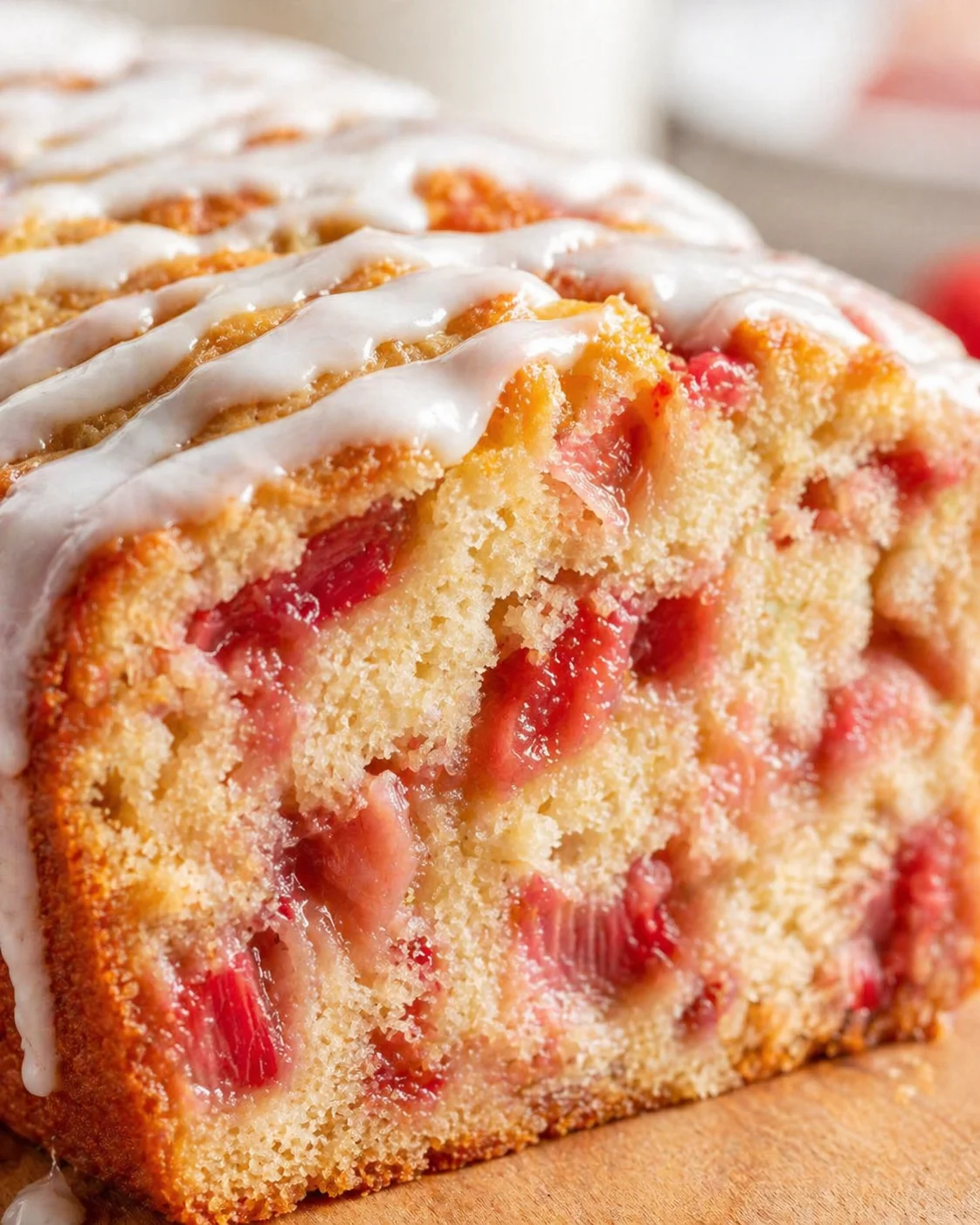 closing_final_dish-placeholder.png Tight detail shot of Strawberry Rhubarb Bread – Moist Sweet & Tart Loaf highlighting texture