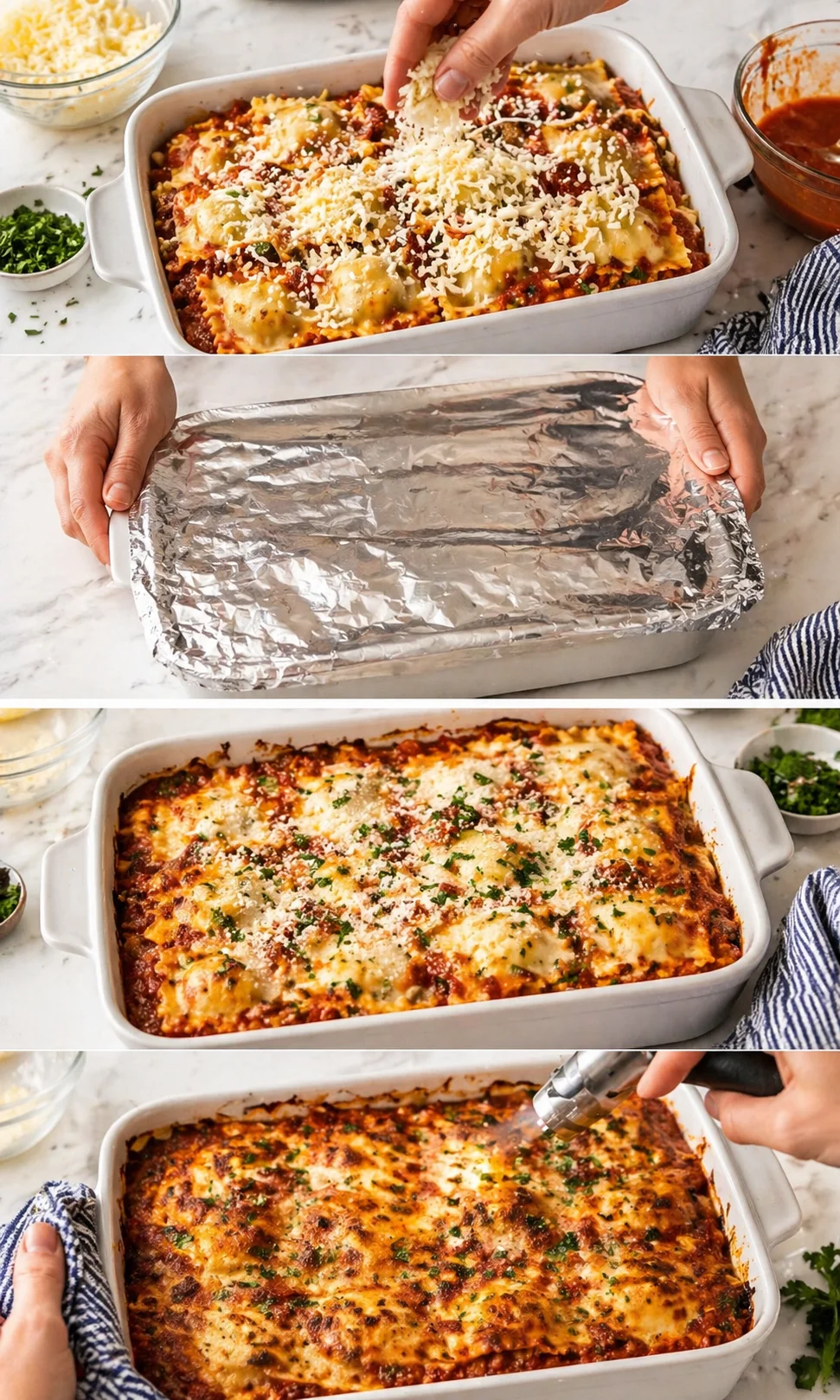 step-process-placeholder-9-12.png Baked dish with golden, bubbling cheese after foil removal, edges lightly browned.