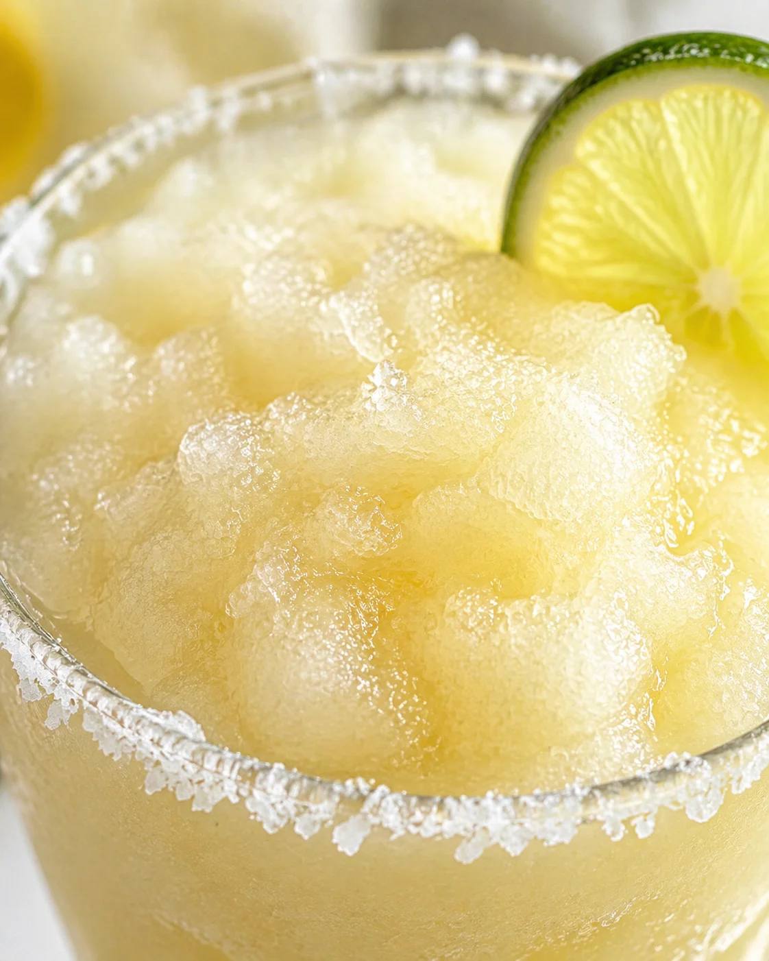 Tight detail shot of How to Make Frozen Margaritas at Home - So Easy! highlighting texture