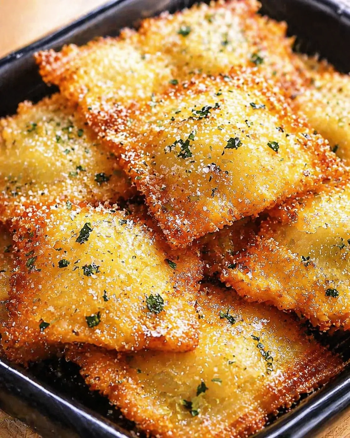 Final plated Baked Crispy Parmesan Ravioli: Your Irresistible Snack Delight served as a hero shot