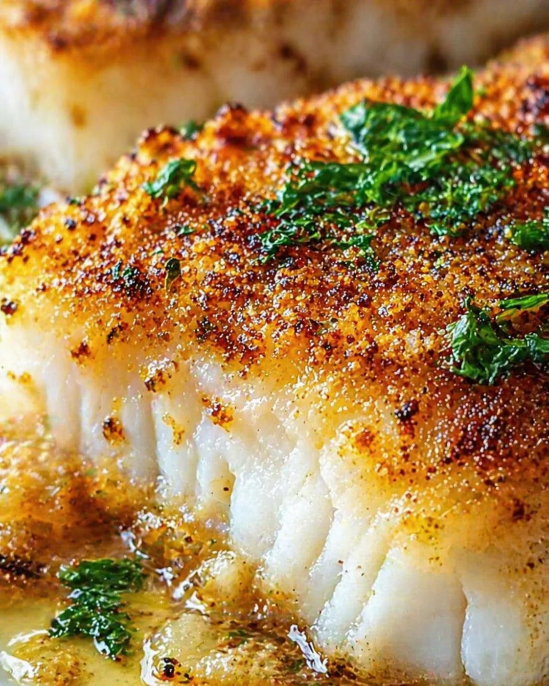 Tight detail shot of Irresistible Boston Baked Cod Recipe: A Delicious Family Favorite highlighting texture