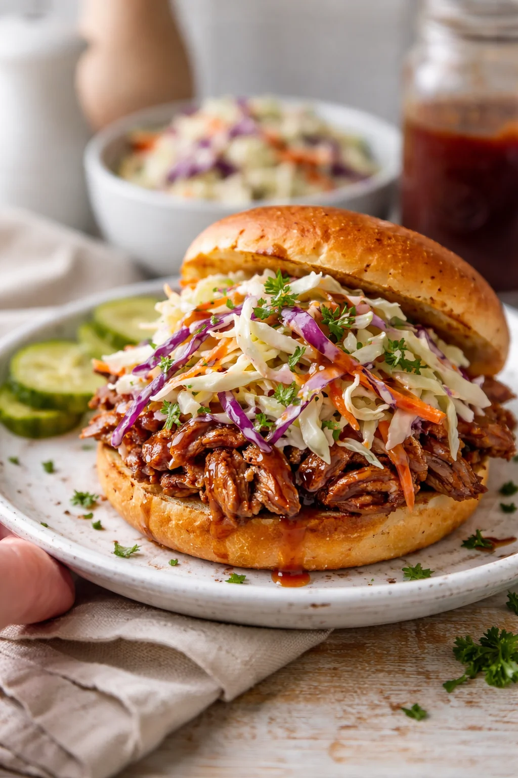variations-placeholder.png Single plated variation of Best Coleslaw Dressing for Pulled Pork shown in a natural kitchen scene