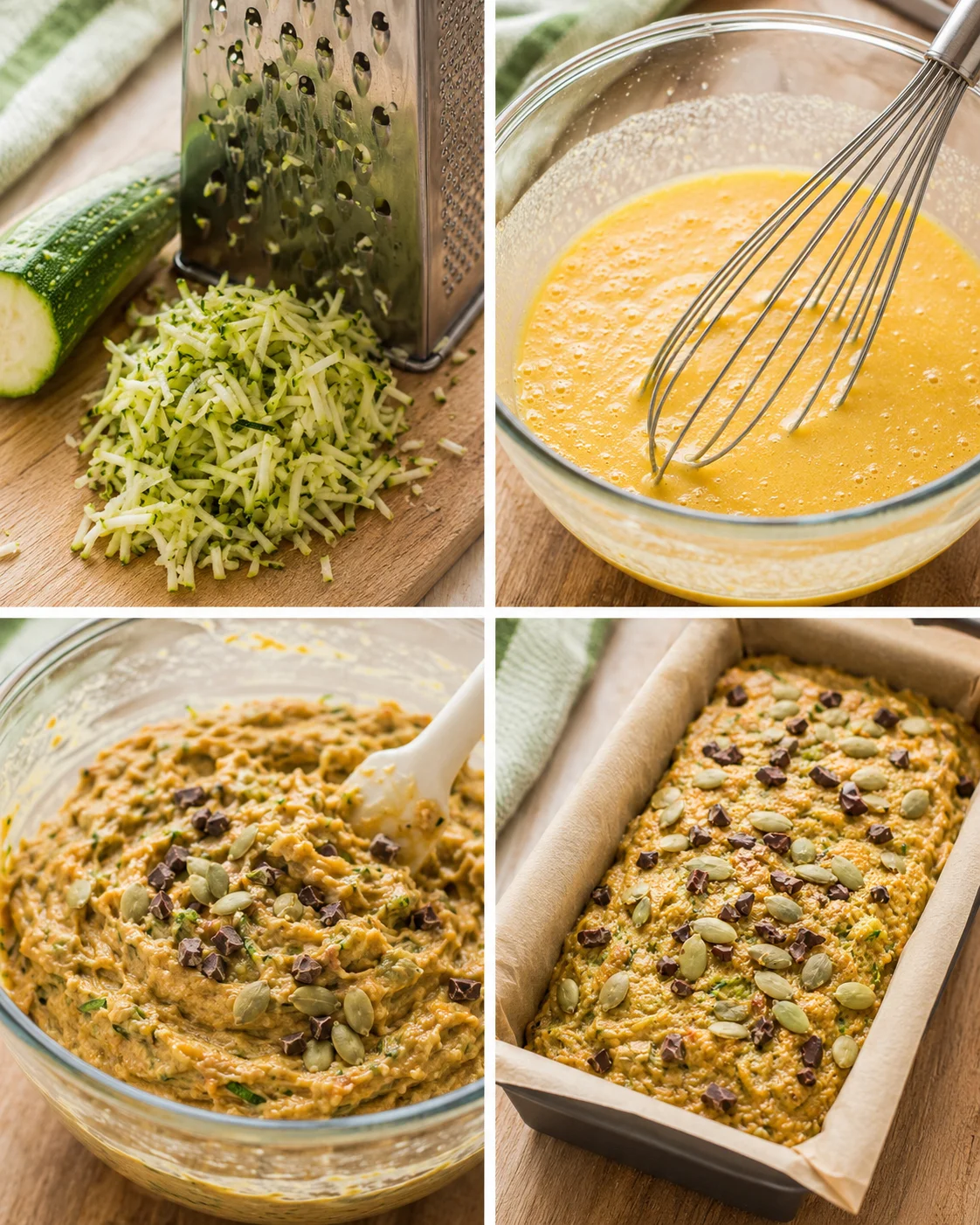 Coconut Flour Zucchini Bread Step-by-step photos of preparing gluten-free zucchini bread with coconut flour.